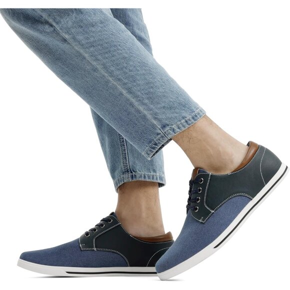 Bruno Marc Men Navy Sneakers Canvas Synthetic Lace Up Comfortable Casual Shoes - Picture 3 of 8